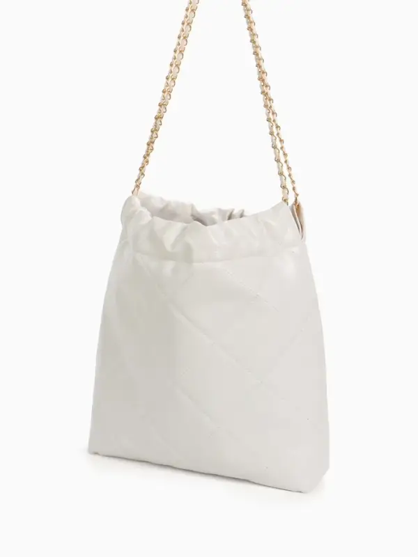 Сумка - мешок женская без застёжки, 35&times;7&times;33 см, со стёжкой, белая