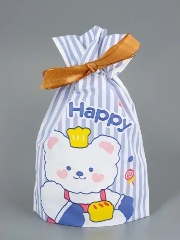 Пакет полиэтиленовый подарочный с лентой, Пакет полиэтиленовый подарочный с лентой, "Счастье", 13 х 23 см