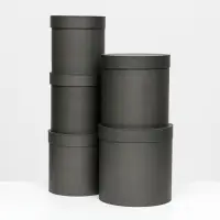 Набор круглых коробок 5 в 1 &laquo;Краски&raquo;, чёрный однотонный, 25&times;25&times;25 - 19&times;19&times;19 см