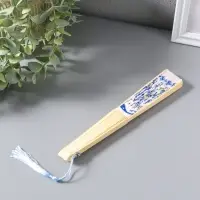 Веер складной с кисточкой &laquo;Черепахи&raquo;, белый с золотом, 23 см