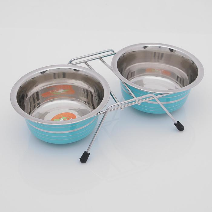 Набор из 2 цветных мисок на подставке, 2 х 450 мл Набор из 2 цветных мисок на подставке, 2 х 450 мл