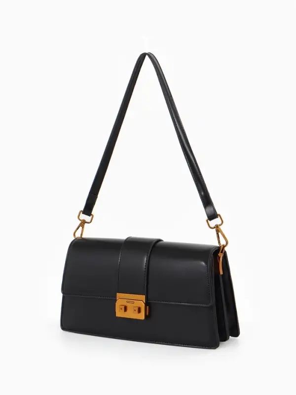 Сумка женская мессенджер TEXTURA на клапане, 26&times;8.5&times;14 см, чёрная