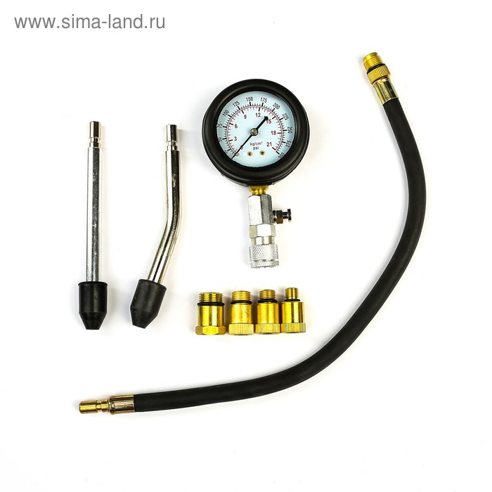 Компрессометр для бензиновых двигателей с набором адаптеров в кейсе Компрессометр для бензиновых двигателей с набором адаптеров в кейсе