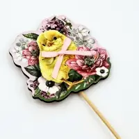 Топпер деревянный для украшения кулича &laquo;Цыплёнок&raquo; на пасху, 6.2&times;6.2 см