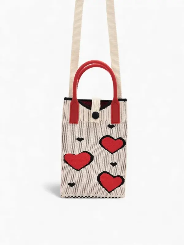 Сумка подр Сердца, 12*4*17, отд на кнопке, дл ремень, белый Сумка подр Сердца, 12*4*17, отд на кнопке, дл ремень, белый