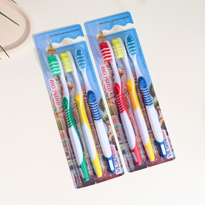 Зубная щетка  Зубная щетка "Москва" Vilsen brush, средней жесткости, 3 шт