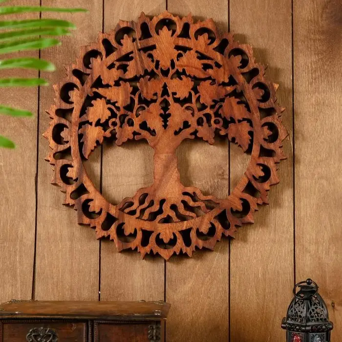 Панно резное дерево  Панно резное дерево "Райский виноградник" 40х40х2 см