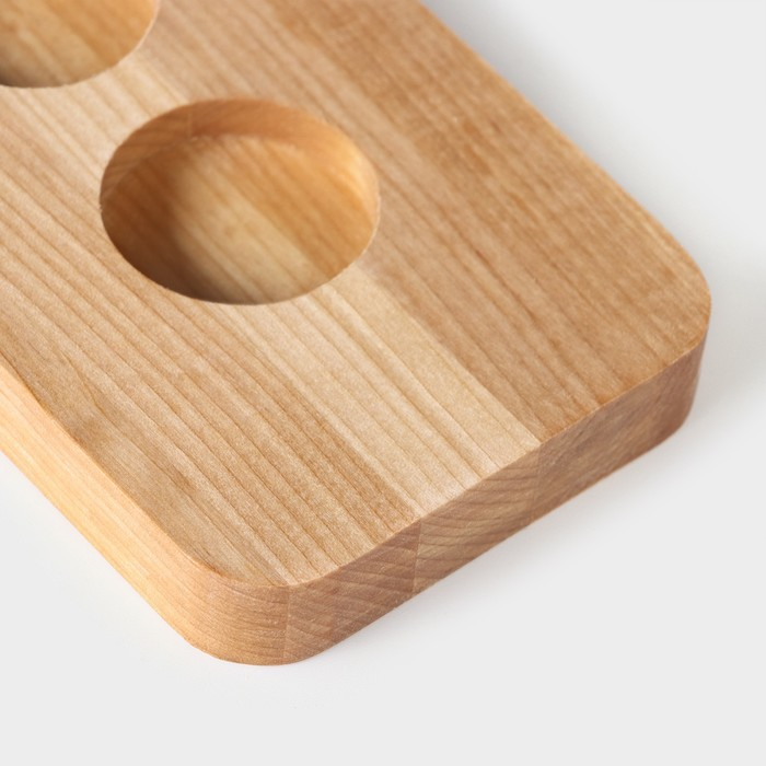 Доска для подачи шотов с ручкой, 60×9×1,8 см, на 8 рюмок, диаметр ячеек 3,9 см, с пропиткой, берёза Доска для подачи шотов с ручкой, 60×9×1,8 см, на 8 рюмок, диаметр ячеек 3,9 см, с пропиткой, берёза