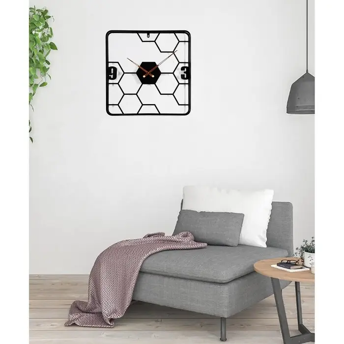 Часы настенные интерьерные &laquo;Соты&raquo;, серия:, Лофт, бесшумные, плавный ход, 58&times;58 см, чёрные, от батарейки 1&times;АА