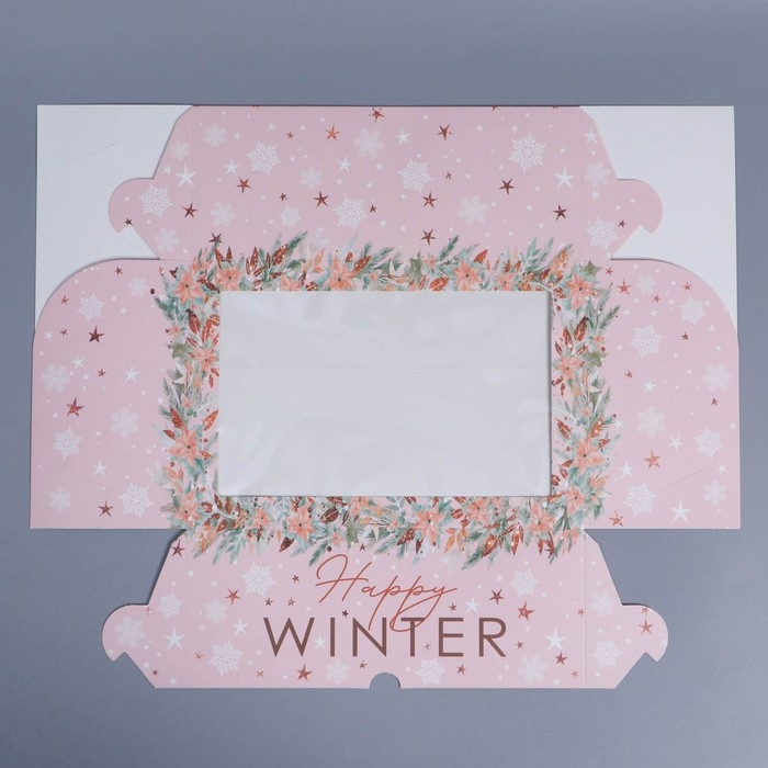Коробка складная на 6 капкейков с окном «Happy winter», 25 х 17 х 10 см, Новый год Коробка складная на 6 капкейков с окном «Happy winter», 25 х 17 х 10 см, Новый год