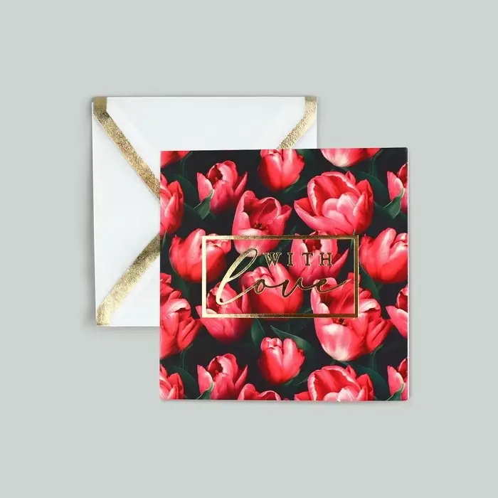 Открытка с конвертом «С любовью», тиснение, 7 х 7 см Открытка с конвертом «С любовью», тиснение, 7 х 7 см