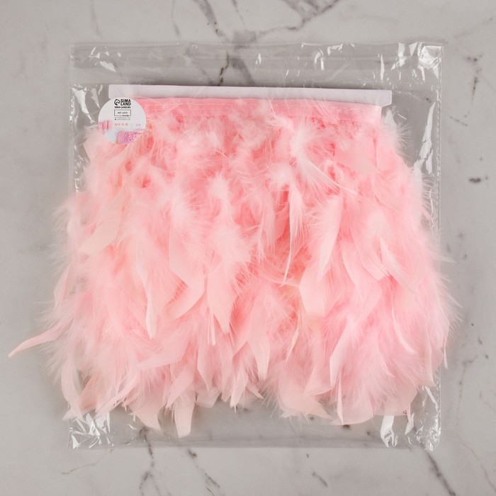 Тесьма с перьями индюка, 13-17 см, 5 ± 0,5 м, цвет розовый Тесьма с перьями индюка, 13-17 см, 5 ± 0,5 м, цвет розовый