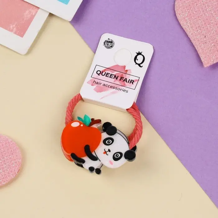 Резинка для волос  Резинка для волос "Крошка глянец"(набор 2 шт) панда, 3 см, красный