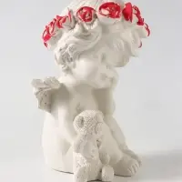 Фигурка гипс &laquo;Ангел с мишкой большой&raquo;, 13&times;8&times;7 см, перламутр