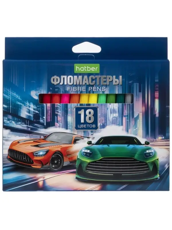 Фломастеры 18цв, Hatber, ЭКО, Дрифт, карт.уп, европодвес 89908