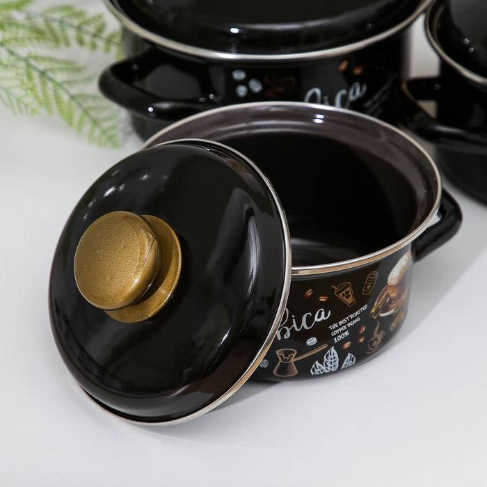 Набор эмалированных кастрюль «Арабика-1», 3 предмета: 1 л, 1,5 л, 2,3 л, индукция Набор эмалированных кастрюль «Арабика-1», 3 предмета: 1 л, 1,5 л, 2,3 л, индукция