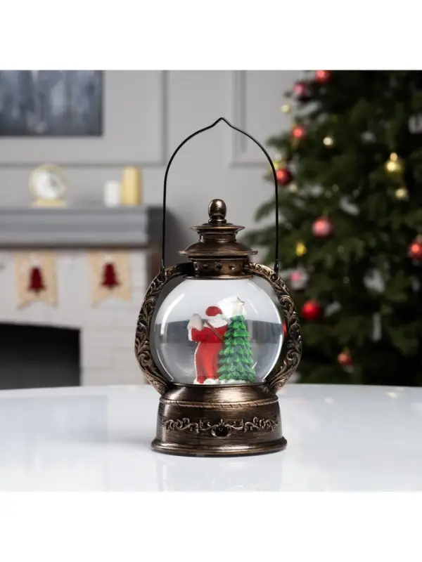 Светодиодная фигура &laquo;Дед Мороз и ёлка&raquo; 20&times;14&times;11 см, от батареек ААх3, USB, свечение тёплый белый