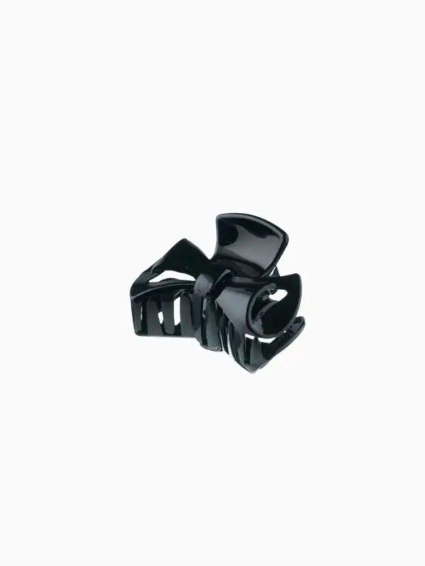 Крабик для волос &laquo;Глянец&raquo;, закрученный бантик, 4 см, чёрный