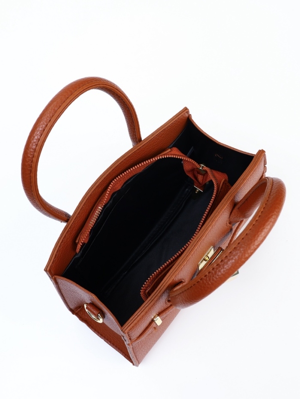 Сумка женская, 23*8*15, длин. ремень, отд. на молнии, рыжий