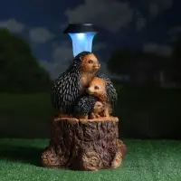 Садовая фигура - фонарь из полистоуна &laquo;Три ежа на пне&raquo;, 27&times;26&times;34 см