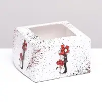 Упаковка на 4 капкейка с окном, «Вечная любовь» 16×16×10 см