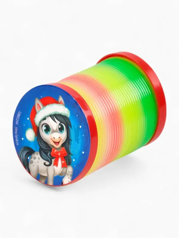 Funny toys Пружинка радуга "Новогодняя лошадка", цвета МИКС, d.-5см