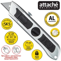 Нож универсальный Attache Selection 19мм выдвижной,трапец.,алюм.корпус