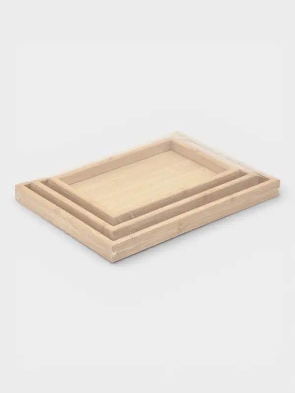 Подносы Доляна, набор 3 шт., 40&times;30 см, 35&times;25 см, 30&times;20 см, дерево, бежевые