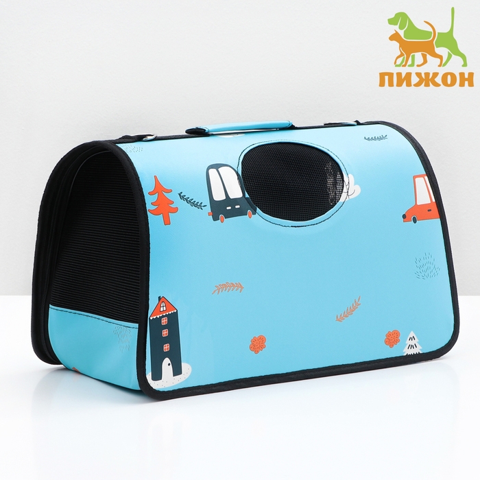 Сумка - переноска для животных  Сумка - переноска для животных "Путешественник", голубая, размер M, 40 х 21 х 27 см