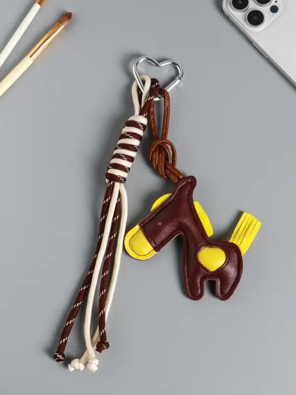 Брелок для ключей на карабине кожзам, текстиль &laquo;Лошадка с сердечком&raquo;, с узлом, на сумку, рюкзак, 26&times;10&times;1.5 см