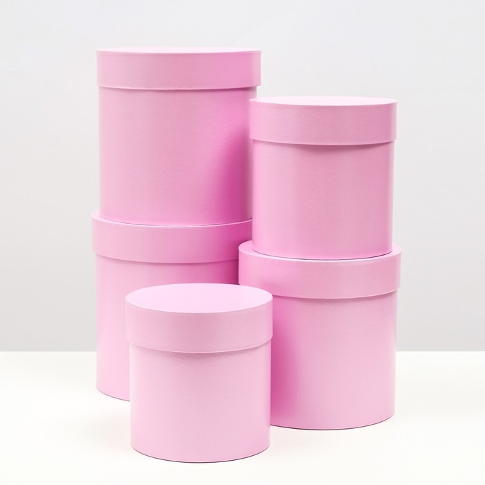 Набор шляпных коробок 5 в 1  Набор шляпных коробок 5 в 1 "Сирень", 20 × 20 × 20‒13,5 × 13,5 × 13,5 см