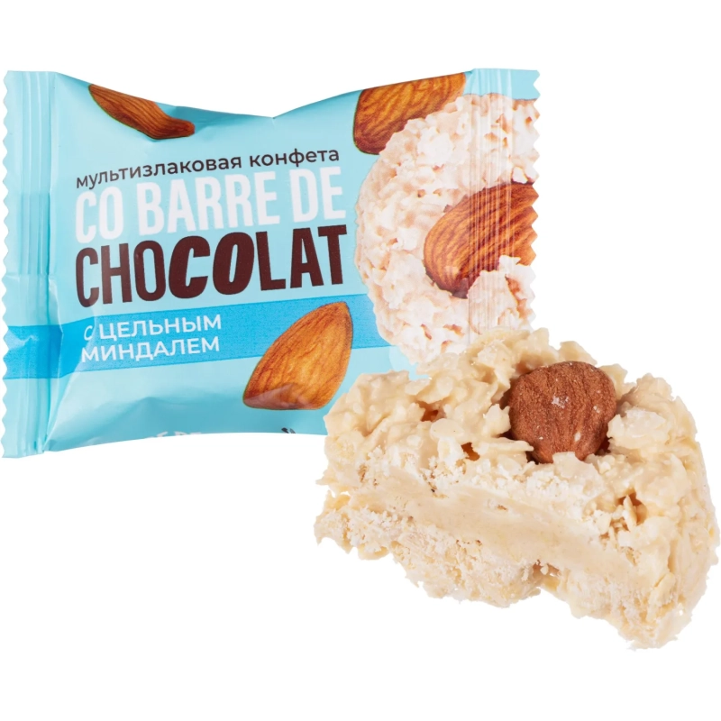 Конфеты Co barre de Chocolat мультиз. с цельн. минд. и с бел. кон. гл., 1кг