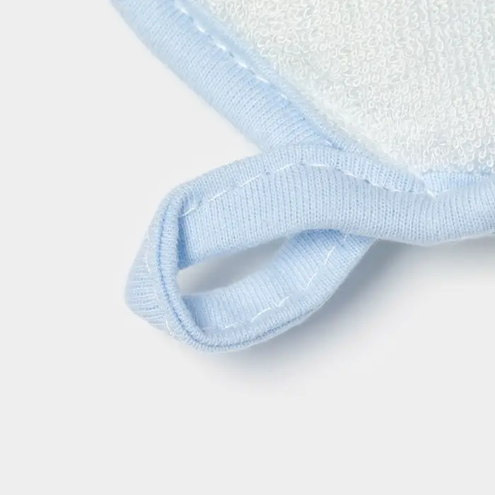 Мочалка варежка детская Доляна &laquo;Мишка&raquo;, для купания, 16 см, голубая