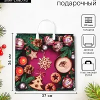 Пакет новогодний &laquo;Печенье&raquo;, полиэтиленовый с пластиковой ручкой, 37&times;34 см