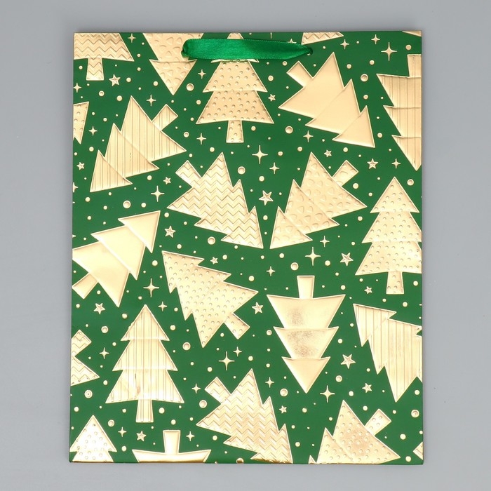 Пакет подарочный новогодний «Елочки» 32 х 26 х 10 см, Новый год Пакет подарочный новогодний «Елочки» 32 х 26 х 10 см, Новый год