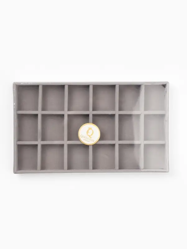 Подставка для украшений QF18 ячеек, флок, 21&times;12.3&times;2.5 см, серая