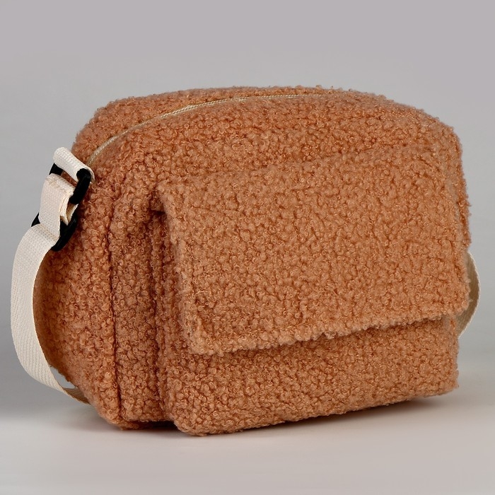 Плюшевая сумка тедди кросс-боди, бежевая