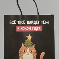 Пакет подарочный крафт &laquo;Найду новом году&raquo;, 22&times;22&times;11 см