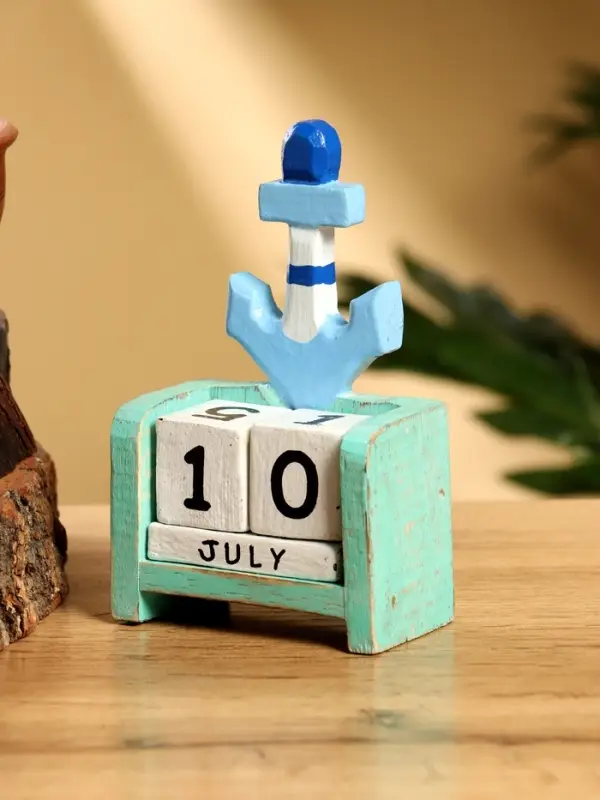 Календарь настольный &laquo;Якорь&raquo;, 7&times;4&times;10 см, дерево, бирюзово-голубой