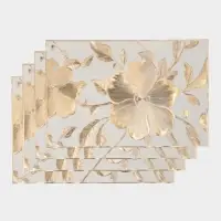 Набор салфеток для стола Доляна &laquo;Цветы&raquo;, 44.5&times;30 см, 4 шт., ПВХ, золотистый