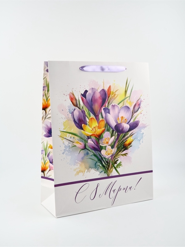Пакет подарочный ламинированный «8 марта», L 40 х 31 х 11.5 см