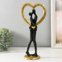 Фигурка полистоун «Абстракция. Поцелуй у сердца», золото с чёрным, 14.5×9×32 см