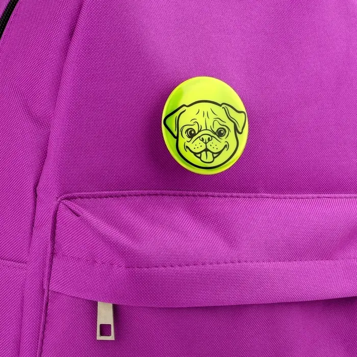 Светоотражающий значок «Мордочка мопса», d=5.8 см, МИКС Светоотражающий значок «Мордочка мопса», d=5.8 см, МИКС