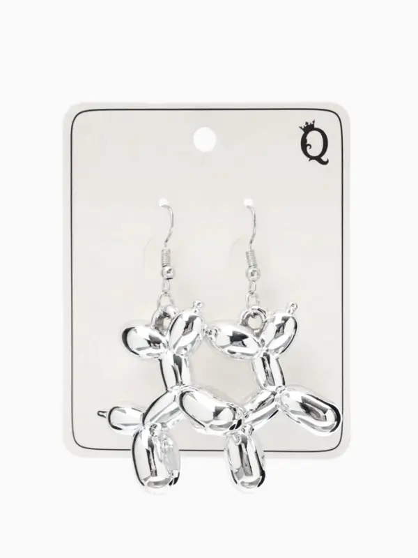 Серьги металл &laquo;Собачка&raquo;, из воздушного шара, цвет серебро