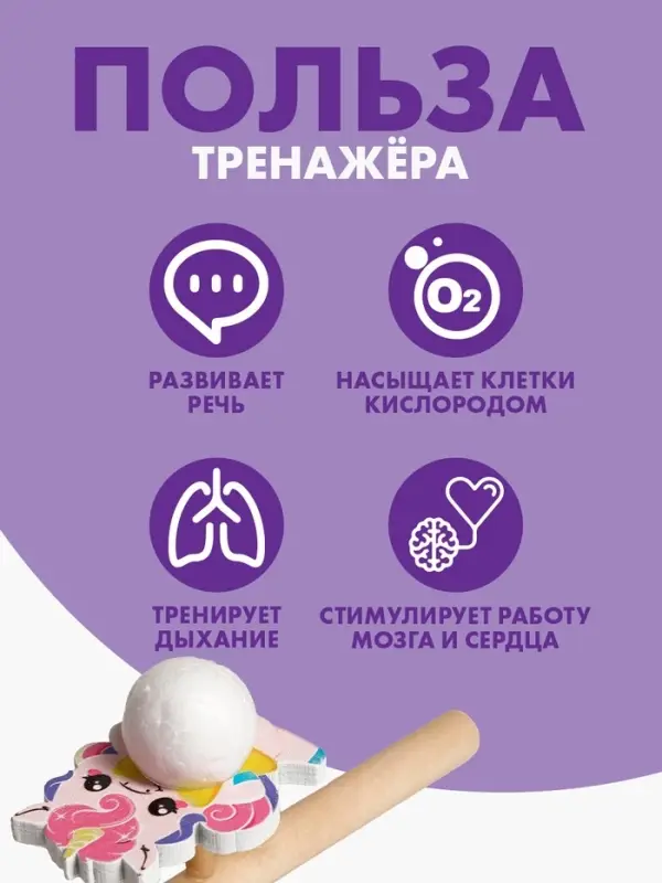 Аэробол, игра - тренажёр для дыхания &laquo;Милая единорожка&raquo;