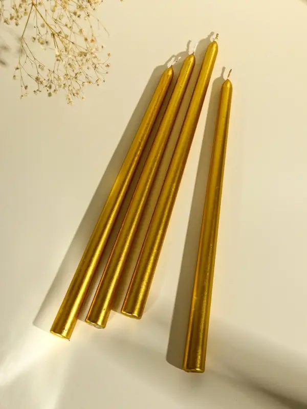 Набор свечей античных, 2.2&times;30 см, 4 шт., золотой металлик