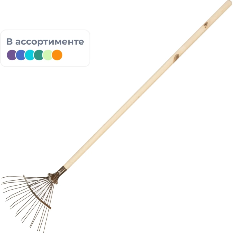 Грабли веерные проволочные порошковая окр. 18зуб с черенком_111241Ч