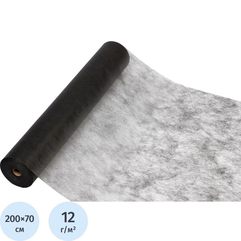 Простыня в рулоне с перф., 70х200, черный, 100шт/рул, спанбонд, Эконом