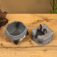 Корзинка &laquo;Кот&raquo;, 8&times;8&times;13 см, бамбук, серая