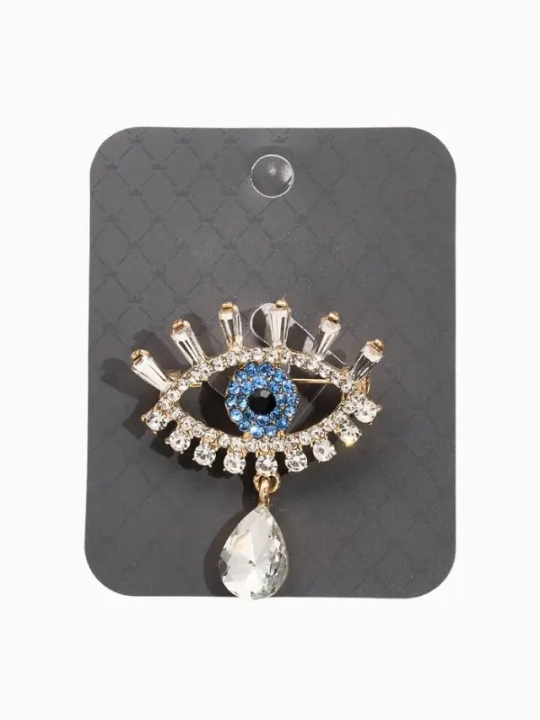 Брошь-оберг "Глаз", цвет бело-сний в золоте